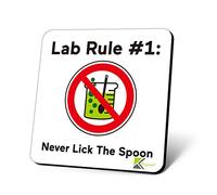 CS812 Lab Rule #1: Never Lick The Spoon Novelty Funny Coffee Tea Drink Gift Glossy MDF Wooden Coaster