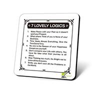 CS891 7 Lovely Logics Funny Coffee Tea Drink Gift Glossy MDF Positive Affirmation Wooden Coaster | Motivational Quote | Gifts for Women, Men, Friend | Motivational Quote Gifts for Women Men Friend