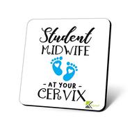 CS971 Student midwife - at your cervix Novelty Funny Coffee Tea Drink Gift Glossy MDF Wooden Coaster | Gifts for Student Midwives, Nurses, Doulas - Thank You & Graduation Present