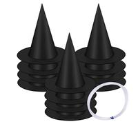 Csafyrt 12Pcs Witch Hat Hanging Halloween Witch Hats Foldable Wizard Hat with 1 Roll Nylon Cord Reusable Black Floating Decor for Yard Porch Ceiling Halloween Decorations