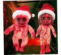 Csafyrt 2 Pcs Creepy Doll Bloody Died Girl & Boy Halloween Scary Haunted Doll Hanging PVC Portable Horror Dolls for Haunted House, Prank Game