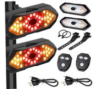 Csafyrt 2 Sets Bike Tail Light with Turn Signals Wireless Remote Electric Scooter Turn Signals USB Rechargeable Waterproof Flickers & Constant Light