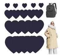 Csafyrt 20Pcs Down Jacket Repair Patch, Self Adhesive Pre-Cut Nylon Repair Patch Dark Blue Waterproof Applique for Jackets Coats Clothing Tents Sleeping Bags, Heart