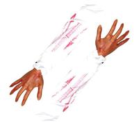 Csafyrt 2PCS Halloween Hands 21 Inch Severed Arm with White Cloth Sleeve Scary Realistic Halloween Body Parts for Haunted House Party Decor, Style 1