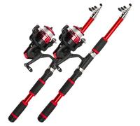 Csafyrt 2Pcs Telescopic Fishing Rod And Reel Combos, 6ft Fiberglass Telescopic Rod With Spinning Reel, Non Slip Fishing Pole For Travel Saltwater Freshwater
