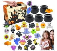 Csafyrt 33PCS/Set Halloween Party Favors includes 5pcs Plastic Cauldron ＆ 28pcs Cute Soft Halloween, DIY Stress Relief Toys for Kids Trick or Treat Party Prizes Gifts