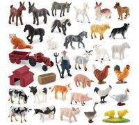 Csafyrt 34PCS Farm Animal Figurines Realistic Farm Livestock Tractor Figures Animals Learning Educational Playset Resin Animals for Toddlers Kids Gifts