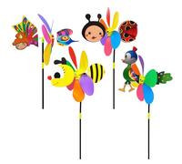 Csafyrt 4Pcs Garden Pinwheels 21x10 Inch Bee Ladybug Angel Peacock Wind Spinners Outdoor Cute Animal Sculpture Decorative Wind Spinners