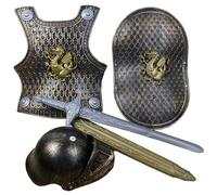 Csafyrt 4Pcs/Set Knight Costume Kids Plastic Knight Armor with Helmet Sword and Shield for Kids