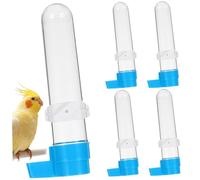 Csafyrt 5Pcs Bird Water Feeder, 120ml Bird Water Dispenser, Automatic Transparent Cage Dispenser with Blue Drinking Place, Easy Refill & Wash Silent Feeder