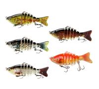 Csafyrt 5Pcs Fishing Lures, 3D Realistic Fishing Lure Kit with Hook, Professional Practical Swimming Bait for Freshwater & Saltwater