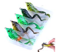 Csafyrt 5PCS Frog Lures for Bass Fishing, 2.1 Inch Realistic Frog Fishing Lures with Weedless Hooks for Bass Trout Pike Snakehead Saltwater Freshwater