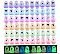 Csafyrt 60PCS Mini Ghost Figurines 6 Colors Glow in the Dark Resin Mini Halloween Figurines for Micro Landscape Fairy Garden Home Party Favors Basket Stuffer