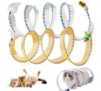 Csafyrt Cat Spiral Tunnel Toy 2Pcs 25.6 x 9.8 in S-Shaped Spacious Plush Hunting Toy Foldable Self-Play Interactive Tube for Indoor Cats, Rabbits, Puppies (Blue & Yellow)