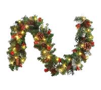 Csafyrt Christmas Garland 6ft 30LED Prelit Christmas Garland Artificial Lighted Garland With Pine Cones & Red Berries