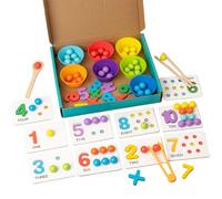 Csafyrt Counting Toys for Toddlers 13 Digital Learning Montessori Toys with Beads Chopsticks Spoons Educational Math Game for Kids
