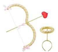 Csafyrt Cupid Bow and Arrow Set One Size Red Arrows Valentine's Day Cupid Costume AccessoriesWedding Birthday Cosplay Fancy Dress Photo Props for Adults and Teens Golden