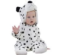 Csafyrt Dalmatian Costume Baby, Cute Toddler Halloween Costume, Soft Flannel Unisex Hooded Romper for Halloween Dress Up Cosplay