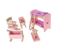 Csafyrt Dolls House Furniture Mini Cute Wooden Dolls House Furniture Include Bunk Bed Chair Rocking Horse Accessoriess for 7-14 Years Old Kids