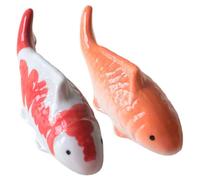 Csafyrt Fake Fish, 2PCS Ceramic Koi Fish Decor, 3.9x1.4x1.6 Inch Realistic Floating Aquarium Decor for Fairy Garden Pond Fountain