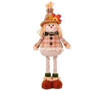 Csafyrt Fall Scarecrow Decorations Standing Scarecrow Doll with Stretchable Leg Cute Decor with Clothes & Hat On for Autumn, Thanksgiving, Harvest, Female