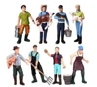Csafyrt Farm Playset with 8PCS Farmer People Figurines, Real Scene Restore Farm Set with Realistic DIY Miniature Figurines Model for Desktop Decoration, for Boys and Girls