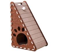 Csafyrt Felt Cat Scratcher 12x16x24 Triangular Cat Scratcher with Plush Ball Inner Bed NonShedding ScratchResistant Kitten Scratching Board Camel and Grey