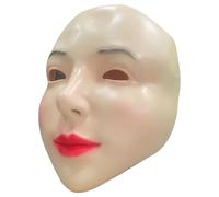 Csafyrt Female Mask, Latex High Nose Bridge with Red Mouth Realistic Female Mask for Halloween Makeup Crossdressing Cosplay