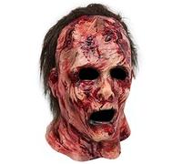 Csafyrt Halloween Mask Creepy Bloody Wrinkled Scary Mask with Hair For Adults Horror Soft Latex Breathable Zombie with Eye Hole for Masquerade Cosplay