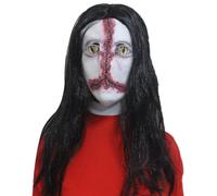 Csafyrt Halloween Mask Scary Realistic Disfigured Latex Horror Masks with Hair & Cat's Eye Halloween Head Props for Adults