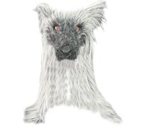 Csafyrt Halloween Werewolf Mask Breathable Latex Wolf Mask Horror Scary with Shawl Furs Hair Halloween for, Carnival, Costume Party, Haunted House, Grey