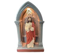 Csafyrt Jesus Statue, Christmas LED Catholic Statues Soft Eye Protecting Elegant Sacred Jesus Figurine Night Light for Bedroom Living Room, Red