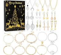 Csafyrt Jewelry Advent Calendar 2024 24 Day Gold & Silver Jewelry Advent Calendar Includes Earrings Necklaces & More Xmas