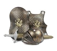 Csafyrt Knight Costume Kids 4Pcs/Set Dragon Pattern Medieval Knight Armor Includes Helmet, Shield, Sword, and, Kids Dress Up Costumes for Role Play, Cosplay, Halloween