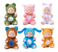 Csafyrt Mini Baby Dolls, 6PCS 4.3 Inch Tiny Baby Doll, Posable Realistic Doll with Animal Clothes, Cute Small for Toddlers Girls Kids 3+, Birthday Gifts