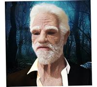 Csafyrt Old Man Mask White Hair Wrinkled Halloween Mask Big Nose Handsome Realistic Mask One Size Fits Most Latex Mask for Cosplay Costume Film Prop