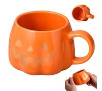 Csafyrt Pumpkin Coffee Mug 400ml Cute and Spooky Ceramic Pumpkin Mug with Cute Smile Face for Fall Halloween Party Home Decor