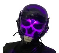 Csafyrt Punk Mask with Guide Rail Futuristic Mask PC Decorative Head Gear with Skull Pattern for Cosplay Party Halloween Music Festival
