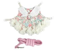 Csafyrt Rabbit Harness and Leash Set, Floral Bunny Clothes with 4ft Leash Small Animal Clothes for Kitten Ferret Chihuahua Puppy and More