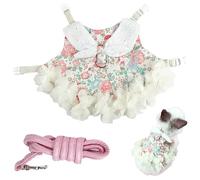 Csafyrt Rabbit Harness and Leash Set Floral Bunny Clothes with 4ft Leash Small Animal Clothes for Kitten Ferret Chihuahua Puppy and More