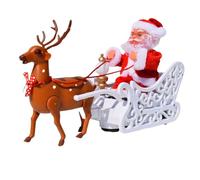 Csafyrt Santa Claus Figurines, Cute Santa Claus and Reindeer Sleigh Toys, Christmas Animatronics with Music ＆Light, Battery-operated Twerking for Xmas Party Gifts