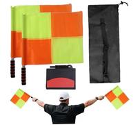 Csafyrt Soccer Referee Kit Soccer Referee Flags with Red/Yellow Cards & Whistle & Storage Bag Practical Complete Assistant for Amateur Professional