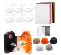 Csafyrt Therian Mask Kit Realistic Blank Half Face Cat Mask with Felt Fabric Sheet Plush Faux Furs Eye Mesh Decorative Animal Costume