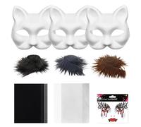 Csafyrt Therian Mask Kit Realistic Blank Half Face Cat Mask with Felt Fabric Sheet, Plush Faux Furs & Eye Mesh Decorative Animal Costume for Halloween, Cosplay Party