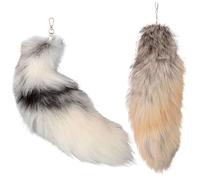 Csafyrt Therian Tail 2 Pcs Therian Tail Therian Fox Tail With Clasp Halloween Soft Fluffy Fox Tail Keychain Hanging Fox Tails