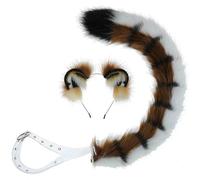 Csafyrt Tiger Ears Headband and Tiger Tail Set, Soft Furry Ears, Bendable Faux Tail with Adjustable Waistband for Halloween Cosplay Party Costume Accessories