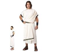 Csafyrt Toga Costume Men Ancient Roman Greek Halloween Costume Soft Skin-Friendly Retro Roman Soldier with Belt Wristbands, Greek for Party Cosplay (M)