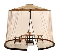 CSARPECT Umbrella Mosquito Netting, Gazebo Parasols Hanging Table Screen 7-13 Ft Canopy Curtains Double-Sided Adjustable Fly Bug Net Cover Zipper Door Pergola Outdoor Patio (Brown,10-11 FT)