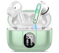 Csasan Wireless Earbuds, Bluetooth 5.3 Headphones HiFi Stereo, 40H Playtime, Wireless Earphones with ENC Noise Cancelling Mic, IPX7 Waterproof Bluetooth Earbuds LED Display, Touch Control, Green