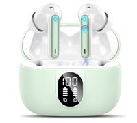 Csasan Wireless Earbuds, Bluetooth 5.3 Headphones In Ear with 4 ENC Noise Cancelling Mic, 2025 Mini Deep Bass Stereo Ear Buds, 40H Playtime Bluetooth Earphones, IP7 Waterproof Earbuds, Light Green